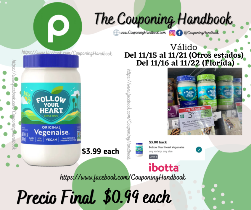 Follow Your Heart Vegenaise Dressing & Sandwich Spread, Original por $0.99