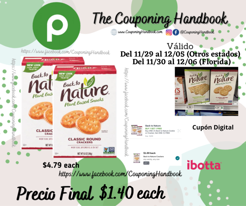 Back To Nature Plant Based Snacks por $1.40