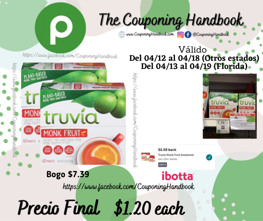 Truvia Sweetener, Calorie-Free, Monk Fruit por $1.20