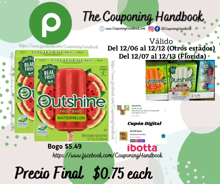 Outshine Fruit Ice Bars por $0.75