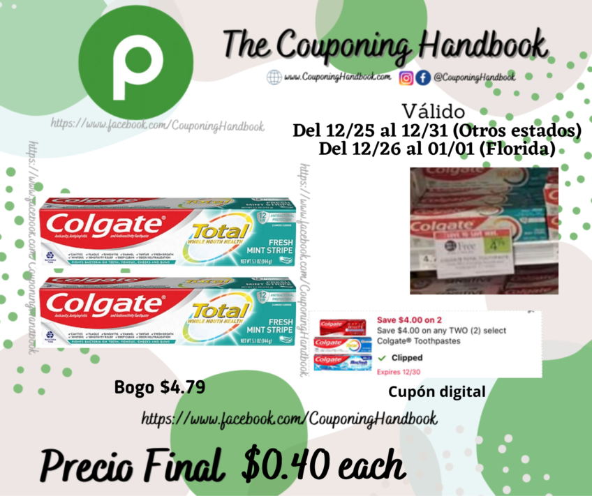 Colgate Total Toothpaste, Fresh Mint Stripe, Gel 5.1 oz por $0.40