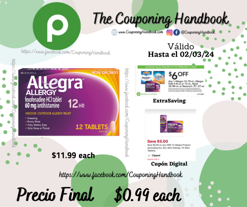 Allegra Allergy Relief, Indoor/Outdoor, 60 mg, 12 Tablets por $0.99