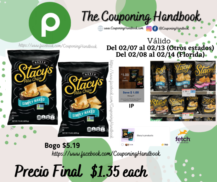 Stacy’s Baked Simply Naked Pita Chips por $1.35