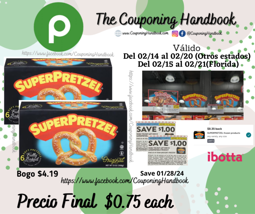 SuperPretzel Pretzels, Soft, Original 6 pretzels por $0.75