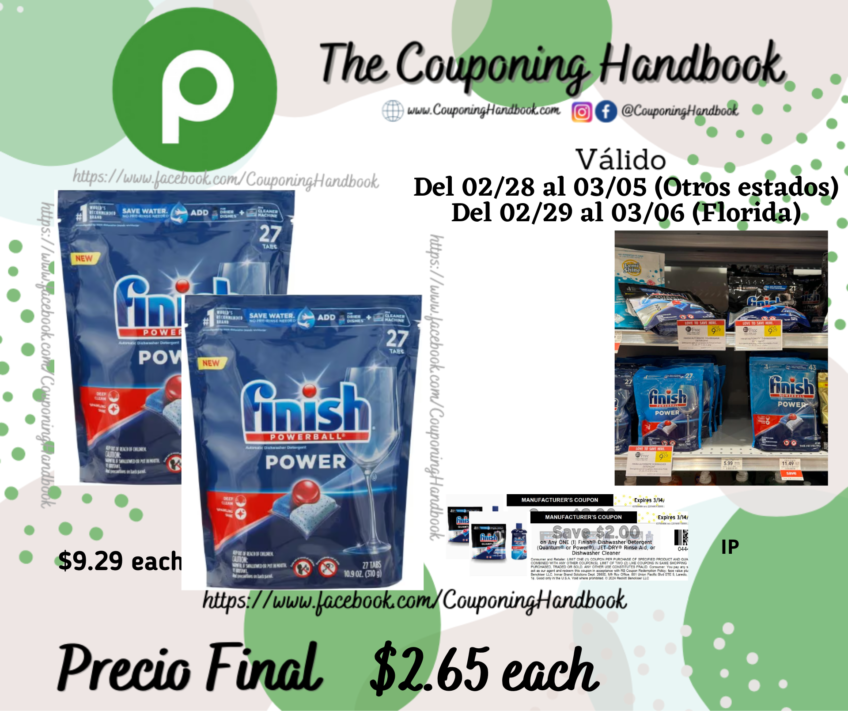 Finish Powerball Dishwasher Detergent, Automatic, Power, Tabs por $2.65