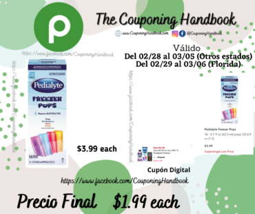 Pedialyte Freezer Pops 16 – 2.1 fl oz por $1.99