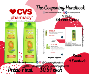 Garnier Fructis Shampoo or conditioner por $0.59