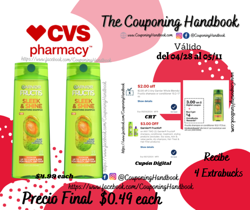 Garnier Fructis Shampoo or conditioner por $0.49