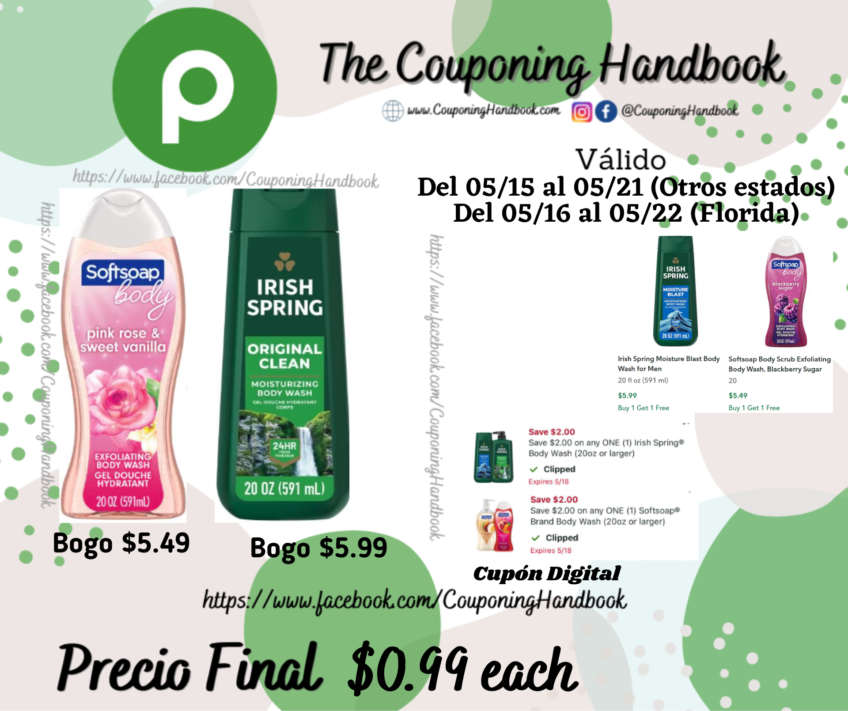 Softsoap Body Wash y/o Irish Spring Body Wash por $1.99