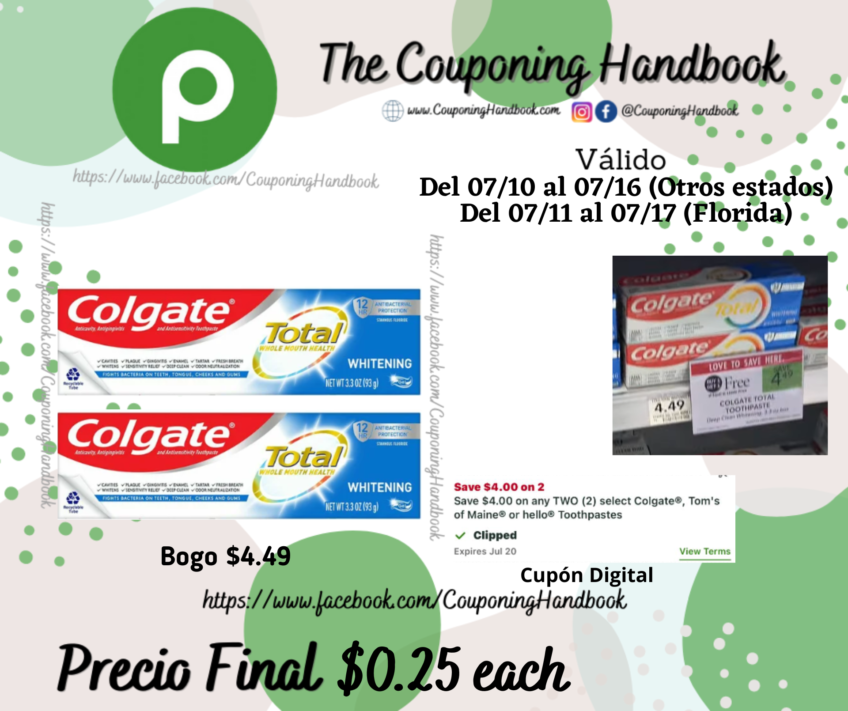 Colgate Total Whitening Toothpaste Gel por $0.25