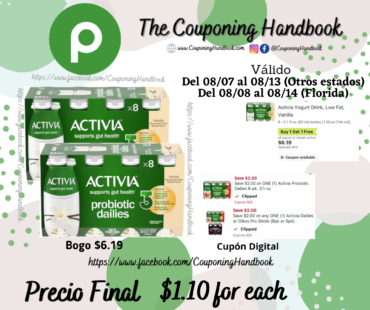 Activia Yogurt Drink, Low Fat, Vanilla por $1.10