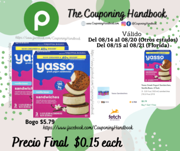 Yasso Greek Yogurt Sandwiches, Vanilla Bean, 3 Pack por $0.15