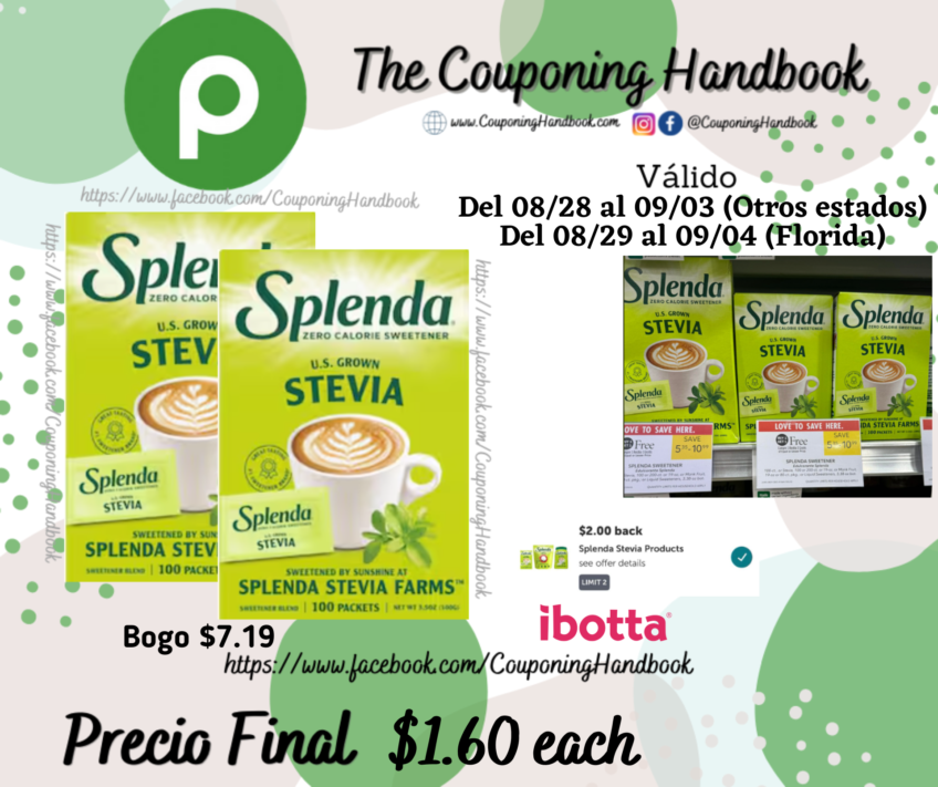 Splenda Splenda Stevia Sweetener Packets – 100CT por $1.60