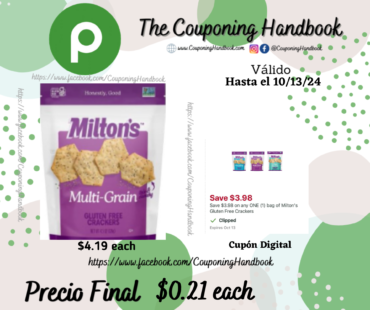 Milton’s Baked Crackers Gluten Free por $0.21