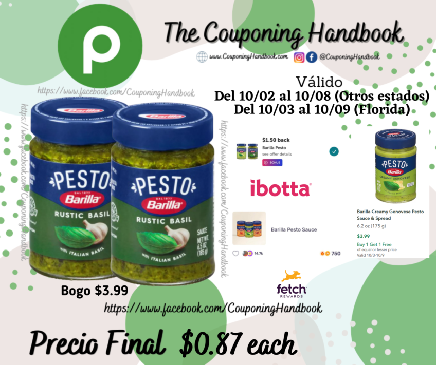 Barilla Pesto Sauce, Rustic Basil por $0.87