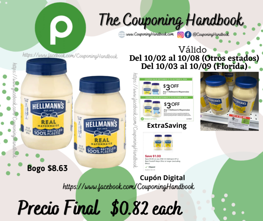 Hellmann’s Mayonnaise 30 fl oz por $0.82