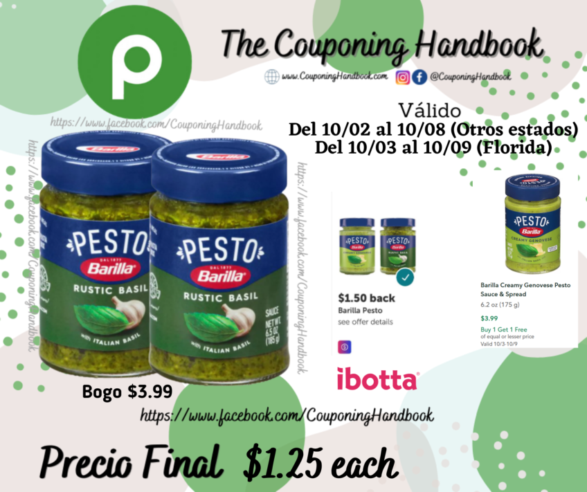 Barilla Pesto Sauce, Rustic Basil por $1.25