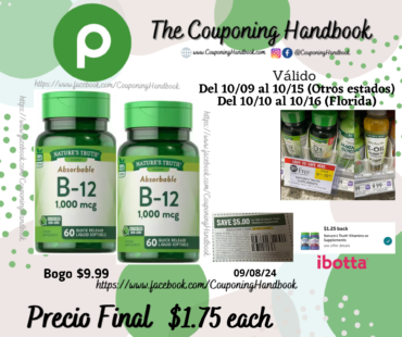 Nature’s Truth B-12, 1000mcg, Absorbable, Softgels 60 softgels por $1.75