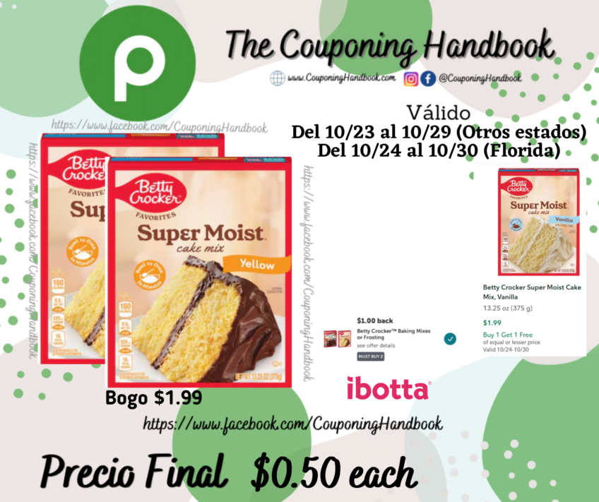 Betty Crocker Super Moist Cake Mix por $0.50