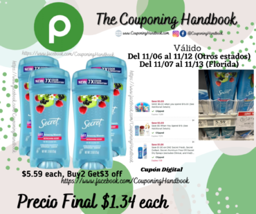 Secret Antiperspirant/Deodorant por $1.34