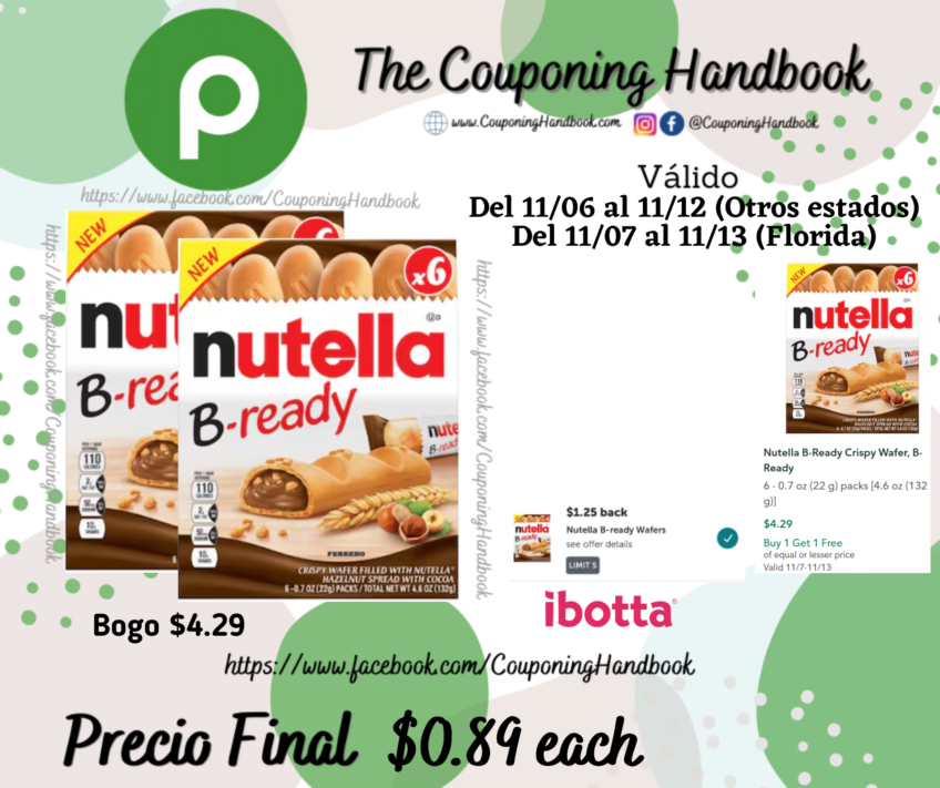 Nutella B-Ready Crispy Wafer, B-Ready por $0.89