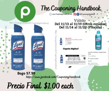 Lysol Air Sanitizer por $1.00