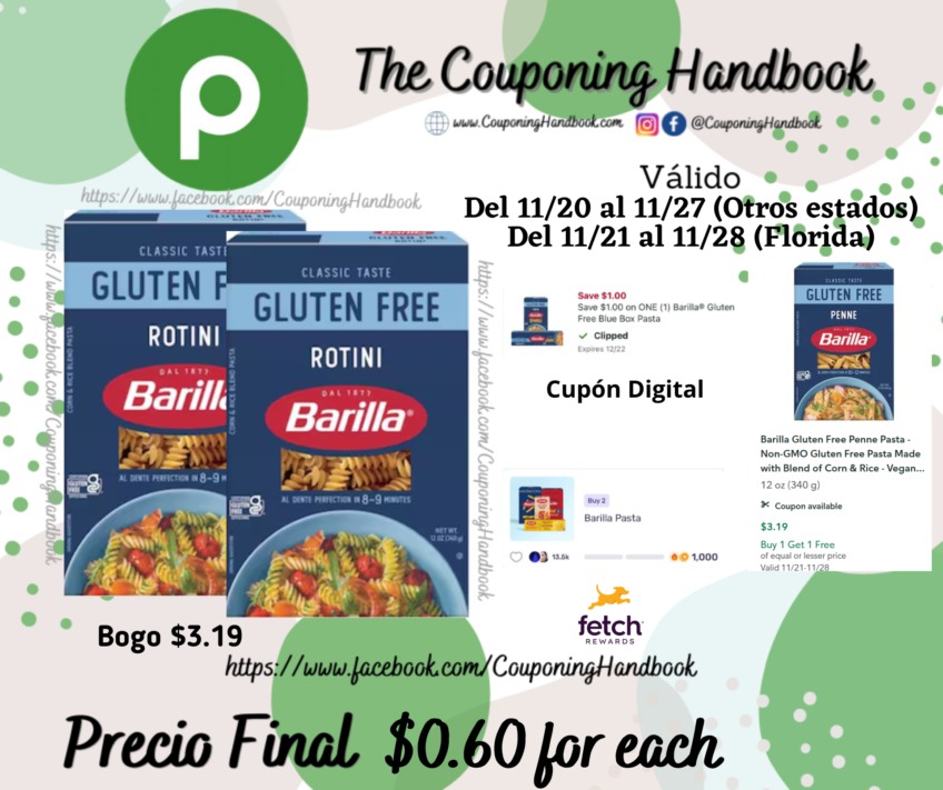 Barilla Gluten Free Pasta por $0.60