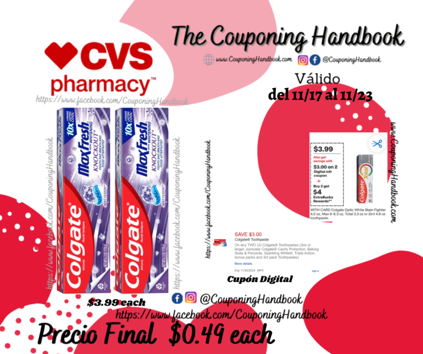 Colgate Max Fresh with Whitening Knockout Toothpaste por $0.49