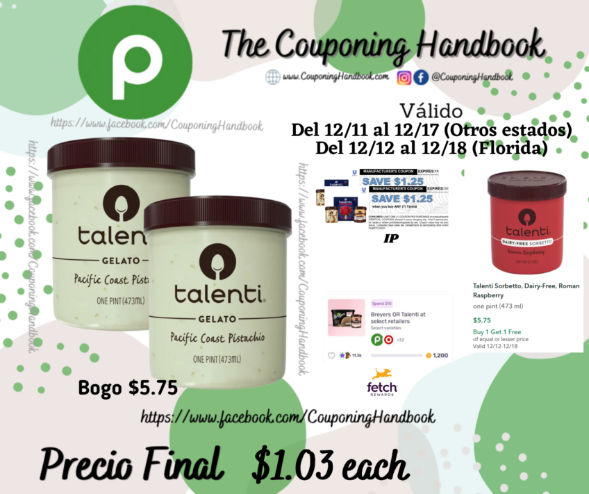 Talenti Gelato por $1.03