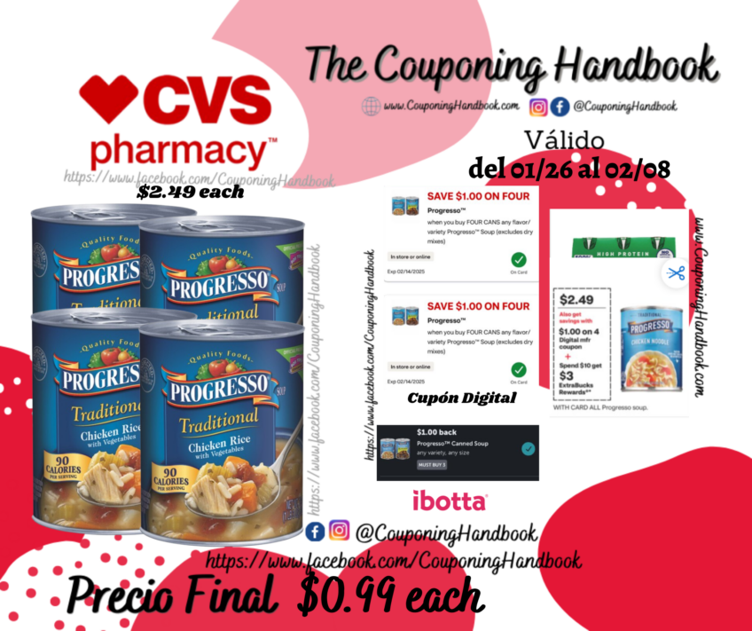 Progresso Traditional Soup Chicken Rice & Vegetables, 19 oz por $0.99