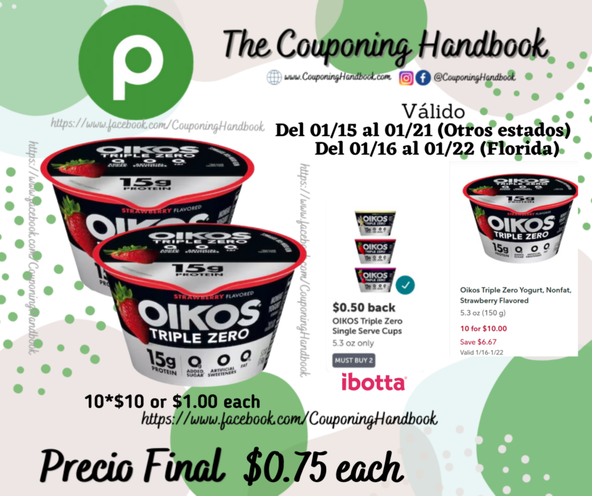 Oikos Triple Zero Yogurt, Nonfat, Strawberry Flavored por $0.75