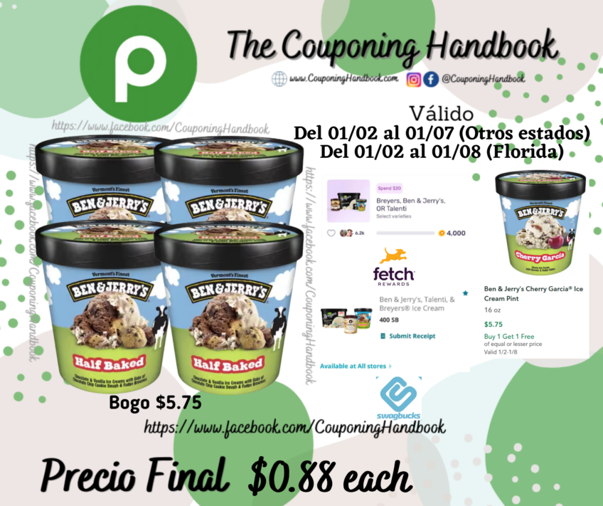 Ben & Jerry’s Half Baked® Chocolate & Vanilla Ice Cream Pint 16 oz por $0.88